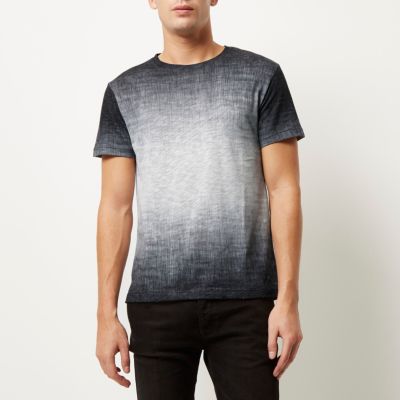 Dark grey textured faded t-shirt